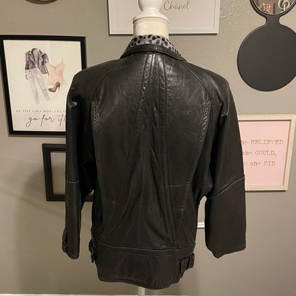 Marc Buchanan for Tannery West Vintage Leather and Fur Wide Collar Style Jacket - Picture 4 of 16